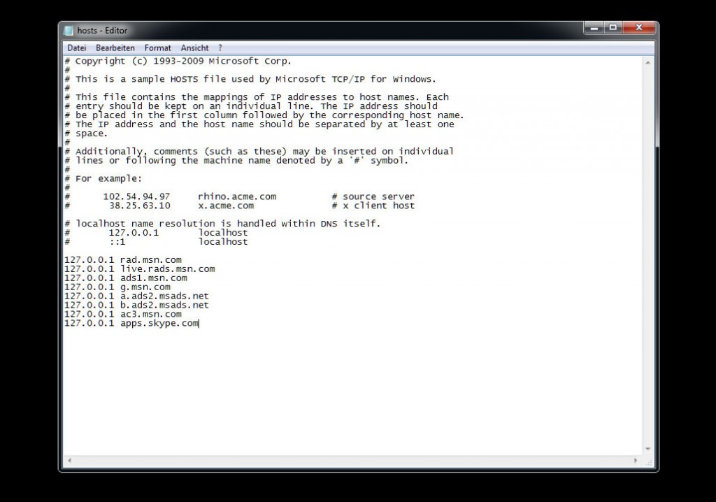  Die Hosts Datei von Windows