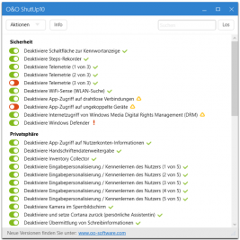 Regler und Einstellungen von ShutUp10