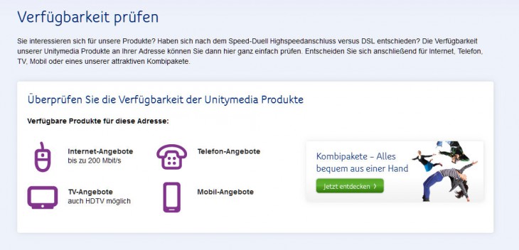 Unitymedia Verfügbarkeit prüfen